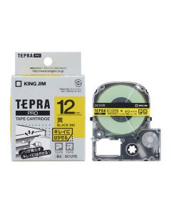 เทปพิมพ์อักษร TEPRA PRO Removable Label 12mm (Yellow Tape / Black Ink)