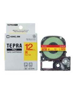 เทปพิมพ์อักษร TEPRA PRO Pastel Color Label 12mm (Yellow Tape / Red Ink)