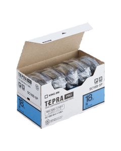 เทปพิมพ์อักษร TEPRA PRO Pastel Color Label 18mm (Blue Tape / Black Ink) (5ชุด)