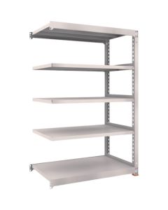 ชั้นวางเหล็ก รุ่น M5 สำหรับงานปานกลาง ขนาด 1200 x 721 x สูง 1800 มม. 5 ชั้น เชื่อมต่อกันได้ พร้อมฐานเรซินกันสั่นสะเทือน สีเทานีโอ