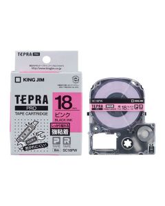 เทปพิมพ์อักษร TEPRA PRO Strong Adhesive Label 18mm (Pink Tape / Black Ink)
