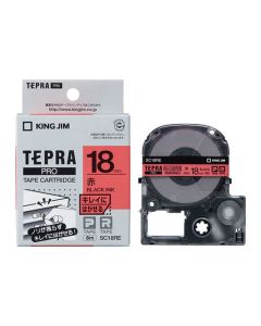 เทปพิมพ์อักษร TEPRA PRO Removable Label 18mm (Red Tape / Black Ink)