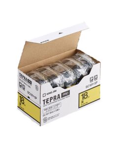 เทปพิมพ์อักษร TEPRA PRO Pastel Color Label 18mm (Yellow Tape / Black Ink) (5ชุด)