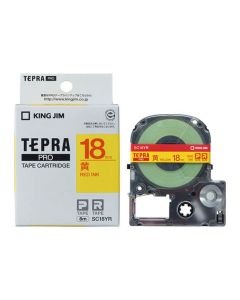 เทปพิมพ์อักษร TEPRA PRO Pastel Color Label 18mm (Yellow Tape / Red Ink)