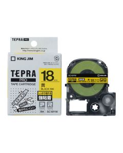 เทปพิมพ์อักษร TEPRA PRO Strong Adhesive Label 18mm (Yellow Tape / Black Ink)