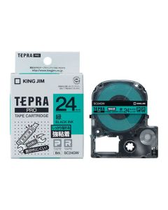 เทปพิมพ์อักษร TEPRA PRO Strong Adhesive Label 24mm (Green Tape / Black Ink)