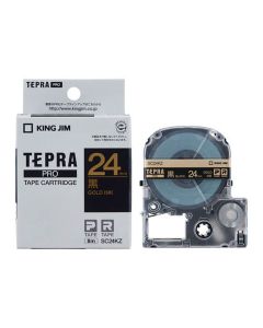 เทปพิมพ์อักษร TEPRA PRO Pastel Color Label 24mm (Black Tape / Gold Ink)