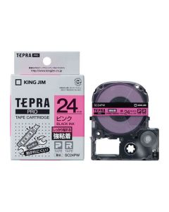 เทปพิมพ์อักษร TEPRA PRO Strong Adhesive Label 24mm (Pink Tape / Black Ink)