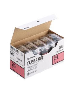 เทปพิมพ์อักษร TEPRA PRO Pastel Color Label 24mm (Red Tape / Black Ink) (5ชุด)