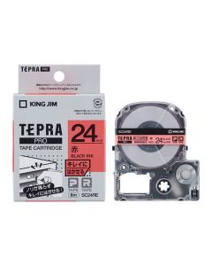 เทปพิมพ์อักษร TEPRA PRO Removable Label 24mm (Red Tape / Black Ink)
