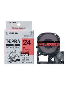 เทปพิมพ์อักษร TEPRA PRO Strong Adhesive Label 24mm (Red Tape / Black Ink)