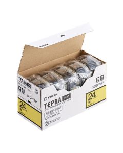 เทปพิมพ์อักษร TEPRA PRO Pastel Color Label 24mm (Yellow Tape / Black Ink) (5ชุด)