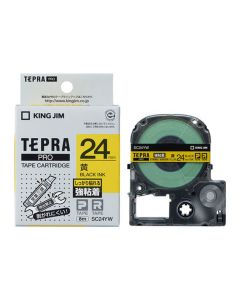 เทปพิมพ์อักษร TEPRA PRO Strong Adhesive Label 24mm (Yellow Tape / Black Ink)