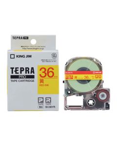 เทปพิมพ์อักษร TEPRA PRO Pastel Color Label 36mm (Yellow Tape / Red Ink)