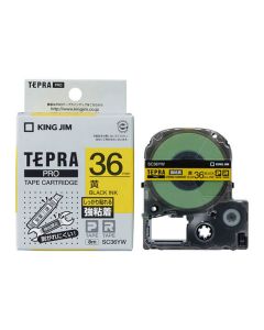 เทปพิมพ์อักษร TEPRA PRO Strong Adhesive Label 36mm (Yellow Tape / Black Ink)