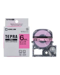 เทปพิมพ์อักษร TEPRA PRO Pastel Color Label 6mm (Pink Tape / Black Ink)