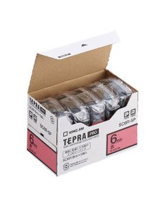 เทปพิมพ์อักษร TEPRA PRO Pastel Color Label 6mm (Red Tape / Black Ink) (5ชุด)
