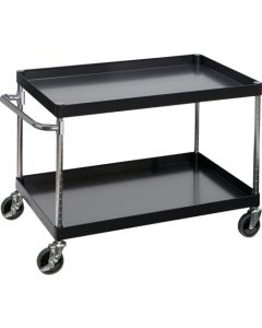 รถเข็นเครื่องมือ Phoenix Wagon ขนาด 900 x 600 มม. 2 ชั้น ล้อยางขนาดเส้นผ่านศูนย์กลาง 75 มม. สีดำ