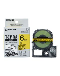 เทปพิมพ์อักษร TEPRA PRO Removable Label 6mm (Yellow Tape / Black Ink)