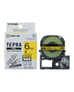 เทปพิมพ์อักษร TEPRA PRO Strong Adhesive Label 6mm (Yellow Tape / Black Ink)
