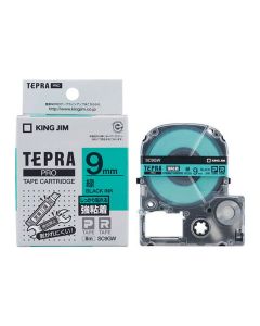 เทปพิมพ์อักษร TEPRA PRO Strong Adhesive Label 9mm (Green Tape / Black Ink)