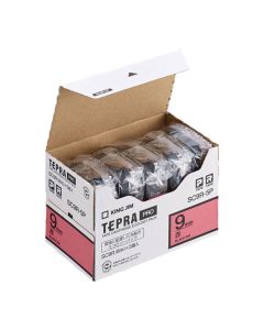 เทปพิมพ์อักษร TEPRA PRO Pastel Color Label 9mm (Red Tape / Black Ink) (5ชุด)