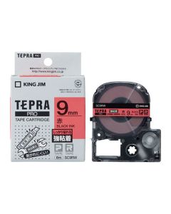 เทปพิมพ์อักษร TEPRA PRO Strong Adhesive Label 9mm (Red Tape / Black Ink)