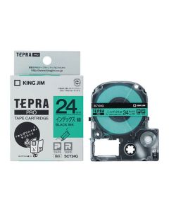 เทปพิมพ์อักษร TEPRA PRO Index Label 24mm (Green Tape / Black Ink)
