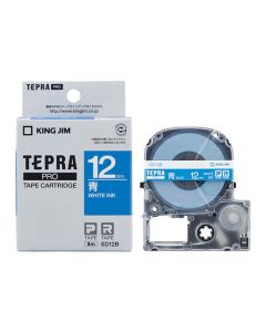 เทปพิมพ์อักษร TEPRA PRO Vivid Color Label 12mm (Blue Tape / White Ink)
