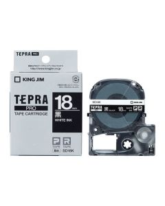 เทปพิมพ์อักษร TEPRA PRO Vivid Color Label 18mm (Black Tape / White Ink)
