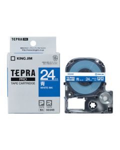เทปพิมพ์อักษร TEPRA PRO Vivid Color Label 24mm (Blue Tape / White Ink)