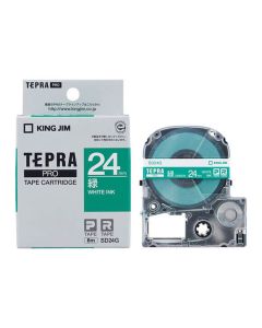 เทปพิมพ์อักษร TEPRA PRO Vivid Color Label 24mm (Green Tape / White Ink)