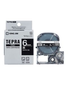 เทปพิมพ์อักษร TEPRA PRO Vivid Color Label 6mm (Black Tape / White Ink)