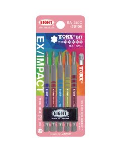 ชุดดอกสว่านบิด EX/IMPACT TORX สี 5 ดอก พร้อมร่องแทรก 100 มม. 9 มม. และ 13 มม.