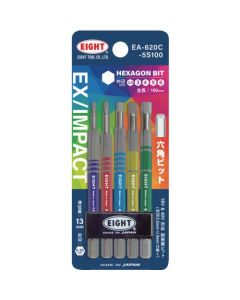 ชุดดอกสว่านบิด EX/IMPACT หกเหลี่ยมสี 5 ดอก ร่องแทรก 100 มม. และ 13 มม.