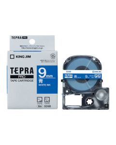 เทปพิมพ์อักษร TEPRA PRO Vivid Color Label 9mm (Blue Tape / White Ink)