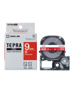 เทปพิมพ์อักษร TEPRA PRO Vivid Color Label 9mm (Red Tape / White Ink)