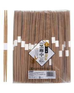 ตะเกียบไม้ไผ่ ยาว 24 ซม. สีดำด้านปานกลาง มีแถบสีขาว
