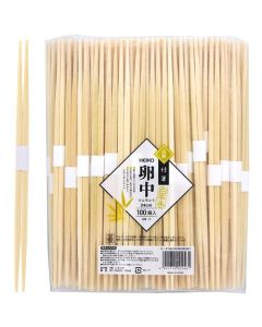 ตะเกียบไม้ไผ่ ยาว 24 ซม. รูปไข่ มีแถบสีขาว