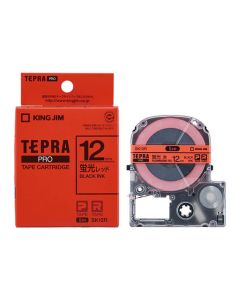 เทปพิมพ์อักษร TEPRA PRO Neon Color Label 12mm (Neon Red Tape / Black Ink)