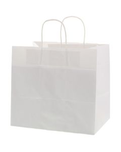 ถุงกระดาษสำหรับช้อปปิ้ง 25 ใบ ถุงใส่ของตกแต่ง 30-21 ใบ สีขาวล้วน