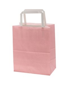 ถุงกระดาษใส่จี้ 25 ชิ้น หูหิ้วแบน ขนาด 18-1 สีชมพูอ่อน