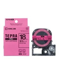 เทปพิมพ์อักษร TEPRA PRO Neon Color Label 18mm (Neon Pink Tape / Black Ink)