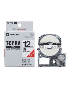 เทปพิมพ์อักษร TEPRA PRO 12mm x 16m (White Label / Black Ink)