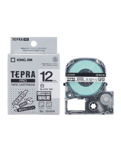 เทปพิมพ์อักษร TEPRA PRO Strong Adhesive Label 12mm (White Tape / Black Ink)