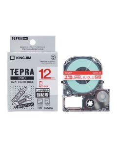 เทปพิมพ์อักษร TEPRA PRO Strong Adhesive Label 12mm (White Tape / Red Ink)