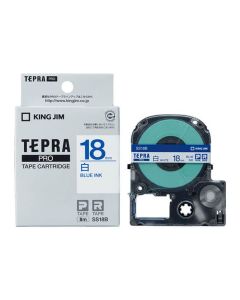 เทปพิมพ์อักษร TEPRA PRO 18mm (White Label / Blue Ink)