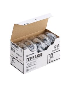 เทปพิมพ์อักษร TEPRA PRO White Label 18mm (White Tape / Black Ink) (5ชุด)