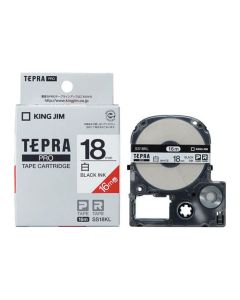 เทปพิมพ์อักษร TEPRA PRO 18mm x 16m (White Label / Black Ink)