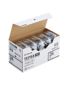 เทปพิมพ์อักษร TEPRA PRO White Label 24mm (White Tape / Black Ink) (5ชุด)